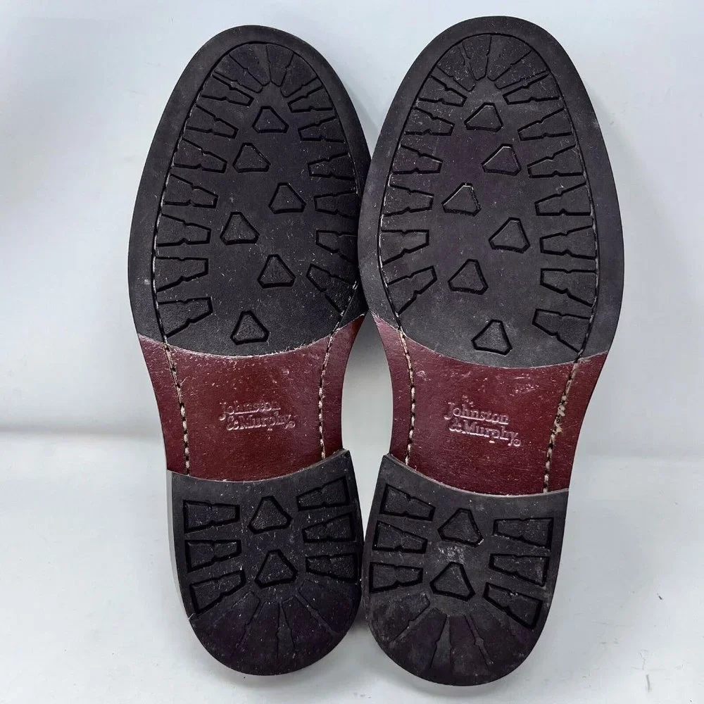 Johnston & Murphy Moc‎ Toe Brown Textured Leather Lace Up Casual Shoe Size 9.5